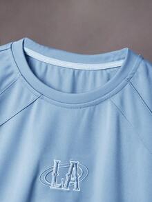 STYNVO 男士极简印花圆领短袖T恤 - 藍色 - 查看 4