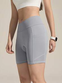 Quần short đạp xe địa hình nữ Exploreva cạp cao, đệm 4D - Có túi khóa kéo và đệm mông - Xám - Xem 5