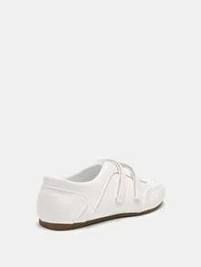 2025春季新款复古红色百搭玛丽珍鞋，女士休闲圆头平底鞋【尺码偏小，请参考尺码表】，芭蕾平底鞋 - 白色 - 查看 10