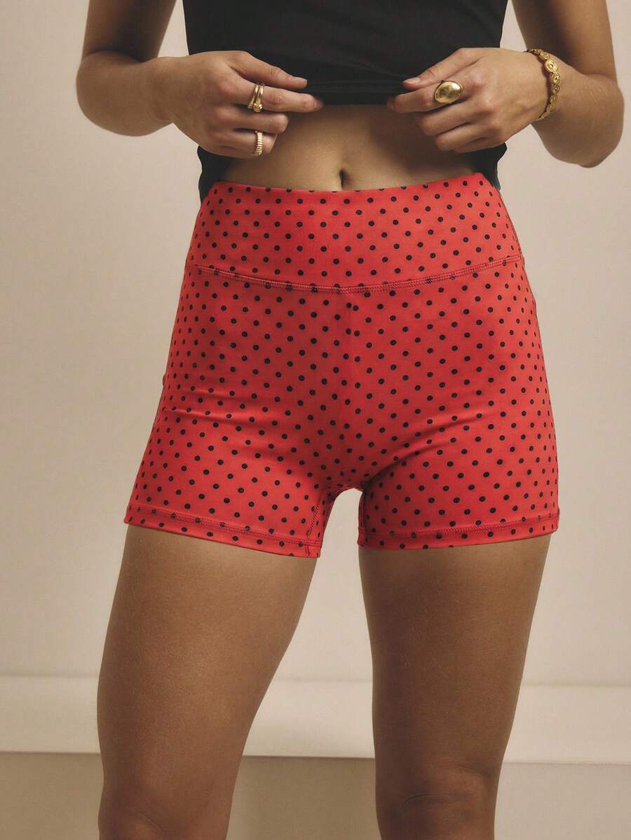 Aralina Leisurwear High Waisted Workout Activewear Women Biker Short - Red - View 1