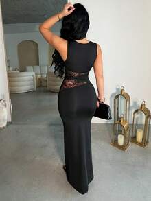 Dayanna Comas Váy dài ren đen thanh lịch cho nữ, Váy thanh lịch cho nữ, Trang phục dự tiệc cho nữ, Váy năm mới cho nữ, Váy đen cho nữ, Trang phục năm mới cho nữ, Váy dự tiệc năm mới - màu đen - Xem 2