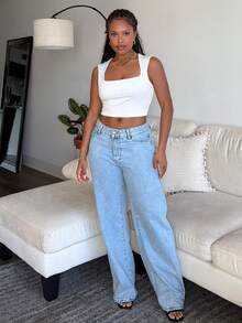 Tyla Gomez Balletcore Solid Crop White Tank Top - White - View 4