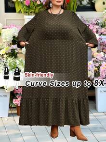 SHEIN CURVE+ 曲线尺码 US22 音乐节、海滨度假、波西米亚风印花休闲时尚长袖大码连衣裙，适合女性，秋季连衣裙，复古风格女士婚礼宾客连衣裙，女士夜间外出连衣裙，女士返校节连衣裙，女士秋季服装，女士派对连衣裙，节日连衣裙，碎花连衣裙，女士秋季碎花连衣裙，长袖碎花连衣裙，田园风格连衣裙，收腰中长连衣裙，A字连衣裙，万圣节连衣裙，女士秋季服装 - 彩色 - 查看 11