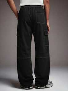 STYNVO 男士休闲抽绳工装裤 - 黑色 - 查看 2