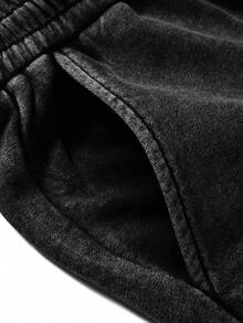 ROMWE MEN Street Life Pantalones cortos casuales de hombre con estampado de figura, verano - Negro - Ver 5