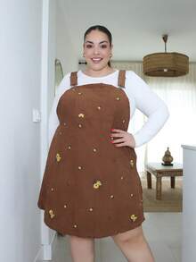 Pretty and Ole Dress Ukuran Plus - Coklat - View 5