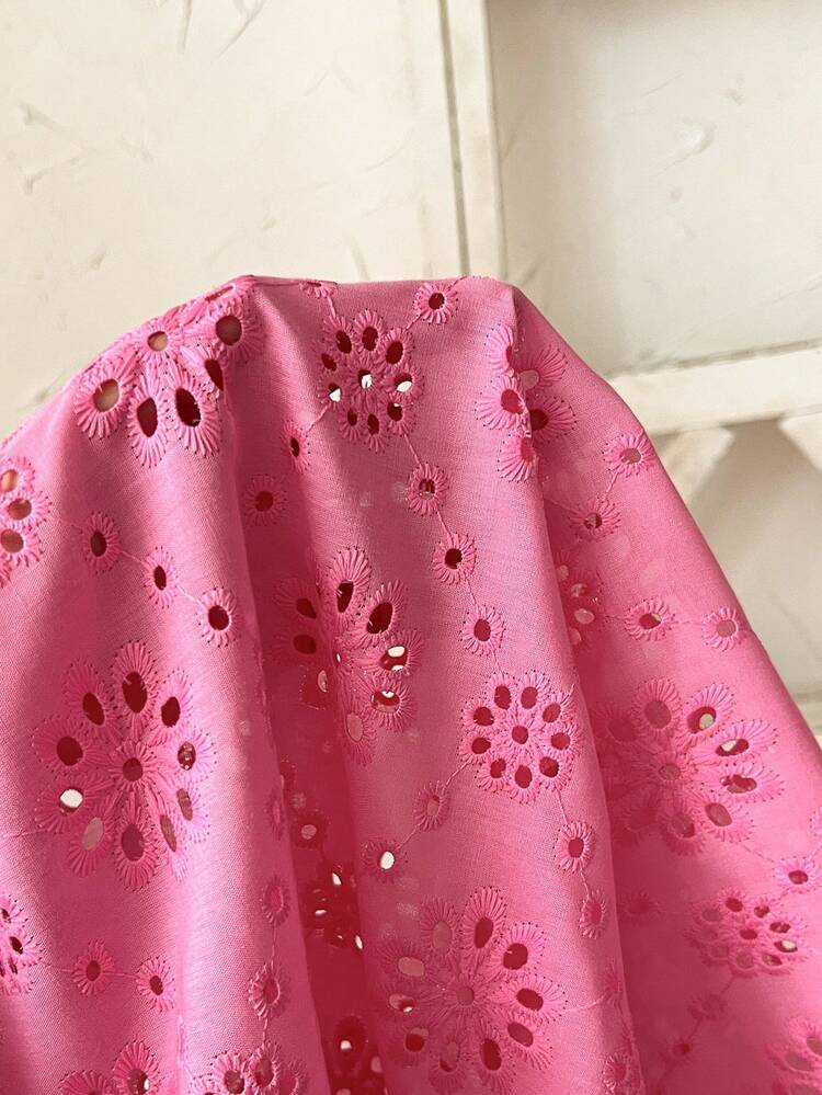 Plus Size Women's Summer Casual Vacation Country Solid Fuchsia Embroidered Cap Sleeve Pink Blouse Top Shirt,Casual Holiday Style,Summer Outfits For Women ,Vacation Outfits Women ,Holiday Outfits For Women,Going Out Outfits, New Clothes,Simple And Fashionable For Everyday Wear,Suitable For Summer, Vacation, Daily Wear, Festival Outfits For Women,Country Concert Outfit,Beach Outfits For Women,Western Style,,Gifts For Mother,Boho Top,Tunic Blouse