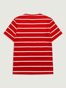 Courvante 男女通用经典红白条纹马印花休闲 T 恤，时尚印花 T 恤 - 彩色 - 查看 2