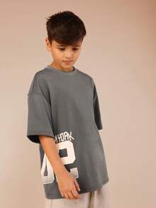 SUMWON Oversized Crew Neck T-Shirt And Shorts Co-Ord Set With New York 02 Print For Summer Casual Wear Vacation - Black - View 3