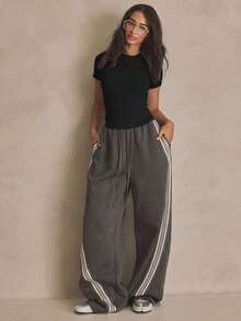 MUSERA Double Layer Cropped Fitted Vest Tshirt Top Summer Sporty Casual Day Streetstyle Streetwear Spring - Black - View 4