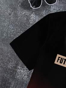 男童圆领字母印花休闲百搭日常短袖T恤 - 彩色 - 查看 4