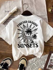 DrmWander Women's T-Shirt, Casual Street Style Graphic Short Sleeve T-Shirt, Cute Summer Top - White - View 3