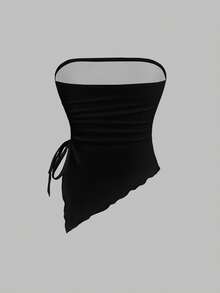 SHEIN MOD 女士休闲碎花不对称下摆抹胸上衣 - 彩色 - 查看 2