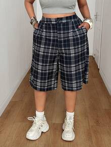 Maweii 2026新款女士夏季格子弹力腰休闲时尚A字短裤，夏季穿搭，千禧风度假装，夏季假日装 - 彩色 - 查看 1