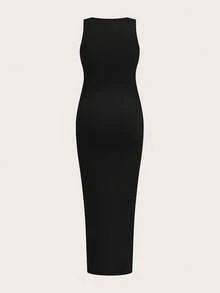 SHEIN Set de 3 vestidos casuales de maternidad de unicolor con cuello redondo, plisados y ajustados, sin mangas - Multicolor - Ver 11