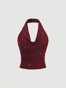 Sweetra Áo tank top nữ màu trơn, kiểu cổ yếm, lưng trần, dáng suông, thời trang thường ngày. - Nhiều màu - Xem 3
