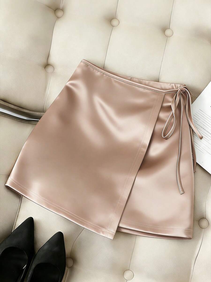 Franclia 优雅休闲缎面半身裙，适合女性春夏穿着，可用于办公室和海滩等多种场合。 - 彩色 - 查看 1