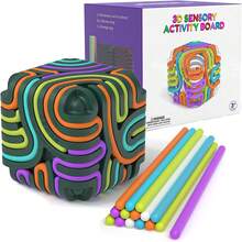 3D Sensory Activity Board, Silicone Fidget Cube Toy For Stress Relief, Calming, Focus, ADHD And Autism, Sensory Toys Game Controller For Kids Over 3+ - Multicolor - View 1