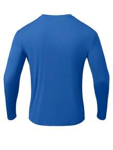 Manfinity Swimmode Men's Letter & Palm Tree Print Long Sleeve Rash Guard - Blue - View 2