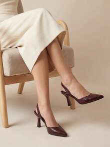 Zapatilla destalonada, zapato slingback, tacón  punta fina, punta puntal, zapato elegante mujer, calzado formal mujer, zapato de vestir, zapatilla clásica, zapato abierto atrás, slingback mujer, tacón bajo elegante, zapatos para oficina, zapatos para eventos, calzado femenino sofisticado - Burdeos - Ver 4