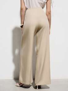 Aveloria Modichic Women's Fashionable Relaxed Fit French Retro Design Loose Wide Leg Suit Pants - Apricot - View 6