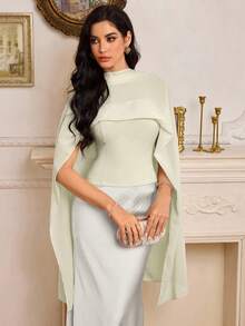 Modelyn Áo hai dây lửng bằng vải chiffon dành cho nữ, ôm eo, gợi cảm và thanh lịch. - màu xanh lá - Xem 7