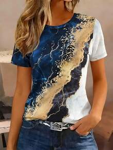 EMERY ROSE Floral Print Basic Comfortable Casual Holiday T-Shirt, Summer - Multicolor - View 1