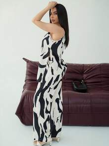 Milla Jasmine 女士印花褶皱吊带背心套装，适合度假和日常穿着，优雅迷人 - 彩色 - 查看 6