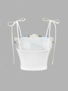 SHEIN MOD Women's Embroidered Floral Bow Strap Camisole,Spring /Summer Outfits Women, Vacation Outfits Women,Party , Garden Party ,  Elegant Party, Going Out Outfits,Beach,Summer Holiday Outfits ,Festival, Picnic Bottom, Birthday Dress,Ruffle Dress,Cute Dress, Y2k,Boho,Western, - Multicolor - View 4