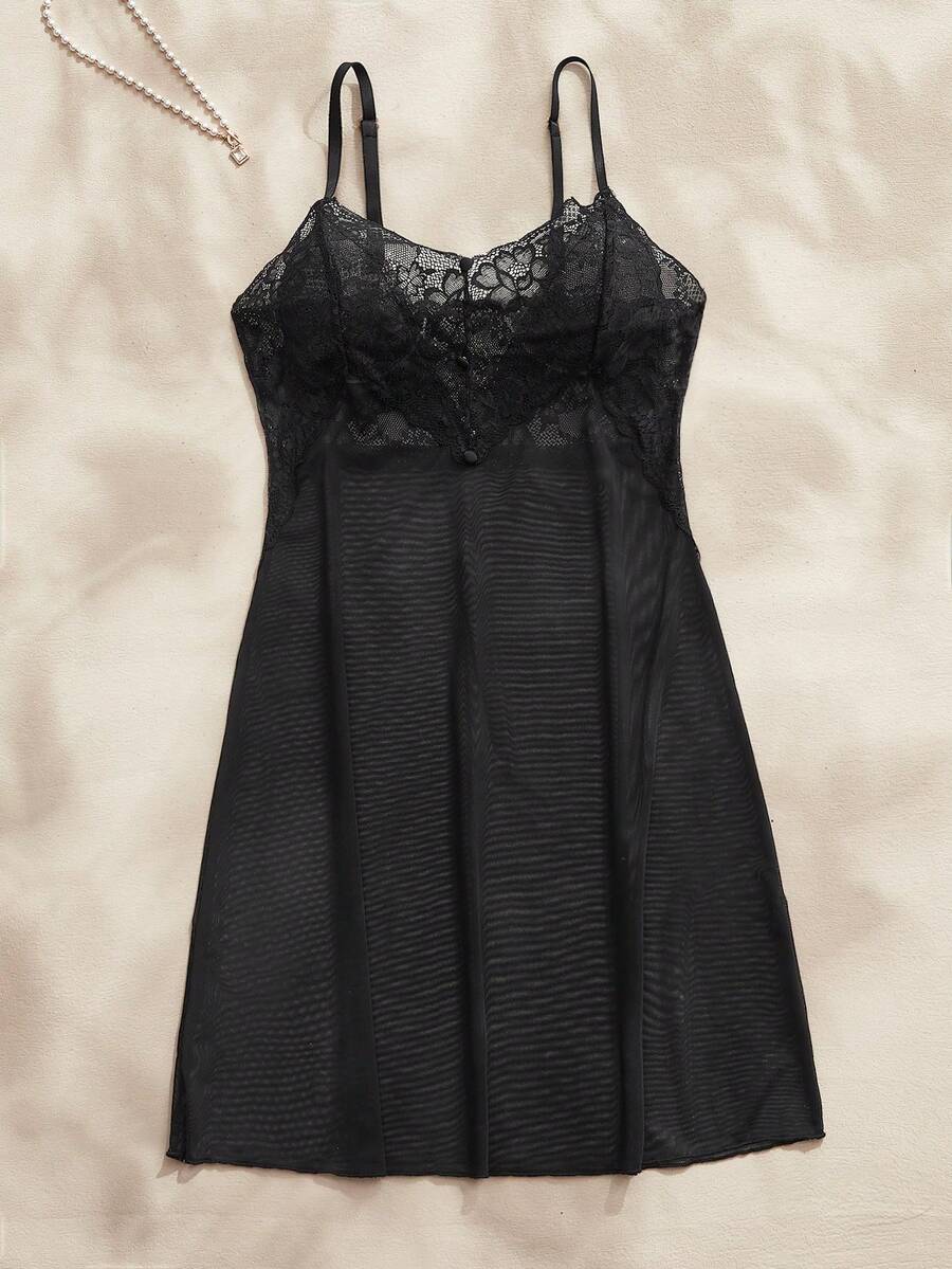 Charlaine Elegant & Comfortable French Style Minimalist Women Nightgown - Black - View 1