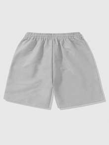 ROMWE MEN Street Life Men's Printed Woven Shorts, Suitable For Spring And Summer - Light Grey - View 2