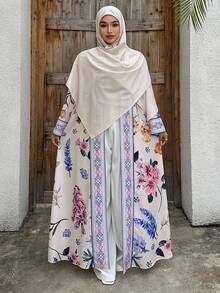 Dazy Plus Robe longue ample à manches longues et imprimé floral pour femmes grandes tailles, robe bohème d'été pour femmes - Multicolore - Voir 4
