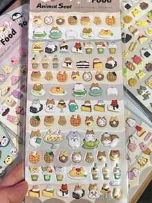 MINKOJA 1张3D迷你动物贴纸 快乐食物系列 返校季，返校用品 - 彩色 - 查看 12