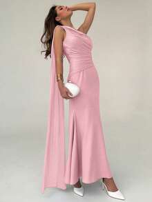 Đầm nữ thanh lịch, bóng bẩy, thắt dây vai, xếp ly, thích hợp cho các buổi đi chơi và hẹn hò mùa xuân/hè. - Hồng - Xem 6