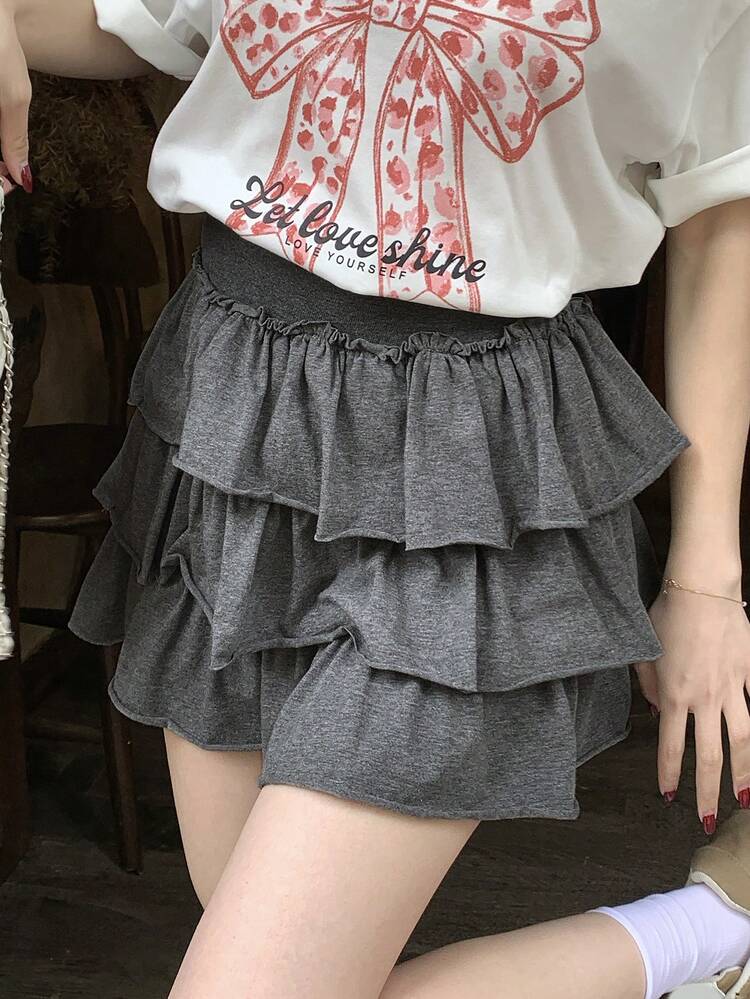 Women's Casual Vacation & Commute Solid Color Elastic Waist Flared Skirt, Summer