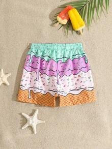 男婴字母印花腰带泳裤 - 彩色 - 查看 2