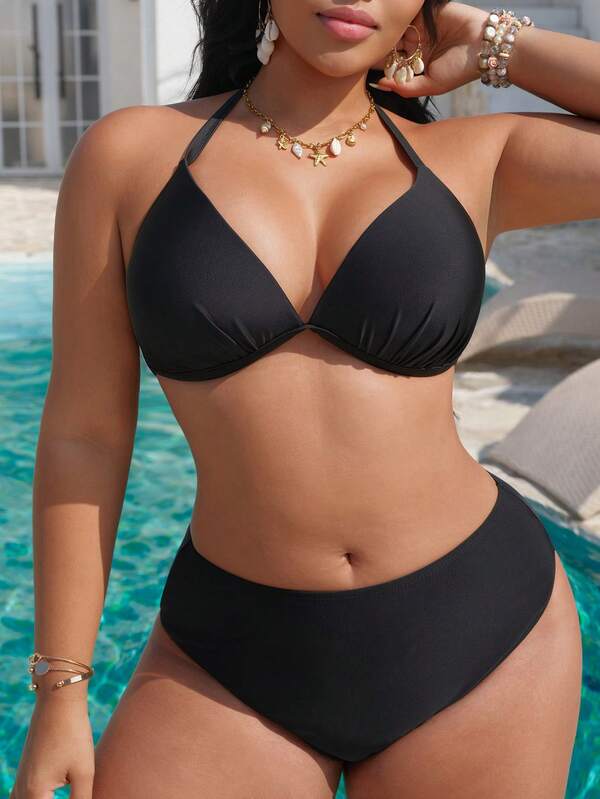 Swim Vcay Top de bikini sin tirantes para mujer talla grande, verano 2026 (con tirantes atables desmontables, inalámbrico con recogido)