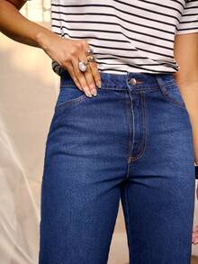 Daynim Quần jean ống đứng cạp cao - Rửa trung bình - Xem 4