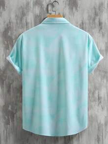 OTTIMOZO 男士扎染单排扣休闲百搭日常短袖衬衫 - 綠色 - 查看 2