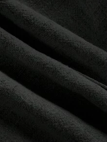 SHEIN LUNE 2024秋季新款灰色羊毛混纺七分裤，适合通勤和外出穿着 - 黑色 - 查看 4