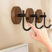 Bộ 3/1 Móc treo cửa bằng gỗ óc chó, Giá treo khăn tắm phòng tắm, Móc treo áo khoác sáng tạo (Có keo dán mặt sau, không cần khoan lỗ), Móc treo quần áo gắn tường đơn cho phòng tắm phong cách Bắc Âu, Không cần khoan lỗ, Làm bằng gỗ nguyên khối (Lưu ý: Chỉ thích hợp để treo các vật dụng cần thiết hàng ngày trong phòng tắm, không treo vật nặng, nếu không chúng có thể bị rơi) - Nhiều màu - Xem 7