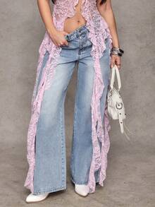 Jeanoix Women's Button Front Pocket Frayed Hem Loose Casual Jeans - Light Wash - View 7