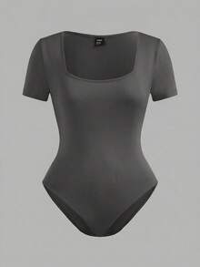 SHEIN EZwear 3件套多色方领T恤式连体衣，黑/白/灰 - 彩色 - 查看 10