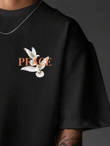 Manfinity Dauomo 男士简约印花圆领短袖T恤，夏季 - 彩色 - 查看 4