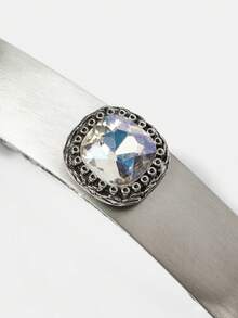 MOTF PREMIUM Jepit Rambut Kaca Perak Persegi Panjang, Jepit Rambut Kasual, Jepit Rambut - Perak - Kaca - View 4