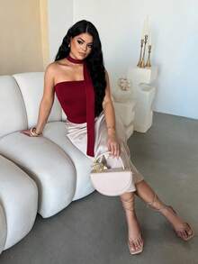 Dayanna Comas Áo ống đỏ xếp ly họa tiết da báo phong cách Y2K dành cho nữ - Màu Đỏ Sâu - Xem 6