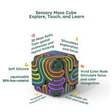 3D Sensory Activity Board, Silicone Fidget Cube Toy For Stress Relief, Calming, Focus, ADHD And Autism, Sensory Toys Game Controller For Kids Over 3+ - Multicolor - View 4