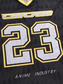 STYNVO Camiseta casual de manga corta y cuello en V con estampado numérico para hombre, de corte holgado - Multicolor - Ver 5