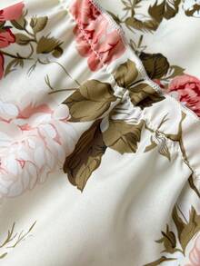 Elenzga 大码女士优雅印花连衣裙，适合派对、婚礼宾客、伴娘等场合，吊带无肩带飘逸长裙，春夏款 - 彩色 - 查看 6