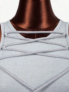 Mistrie Summer New Casual Street Tie-Up Sleeveless Slim Jumpsuit, Suitable For Yoga, Running, Women Tight Jumpsuit - Light Grey - View 3